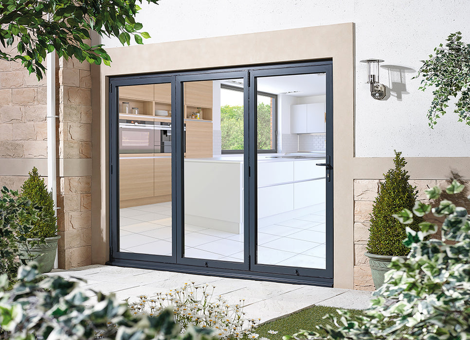 ALUVU External Pre-Finished Grey French Folding Door Set