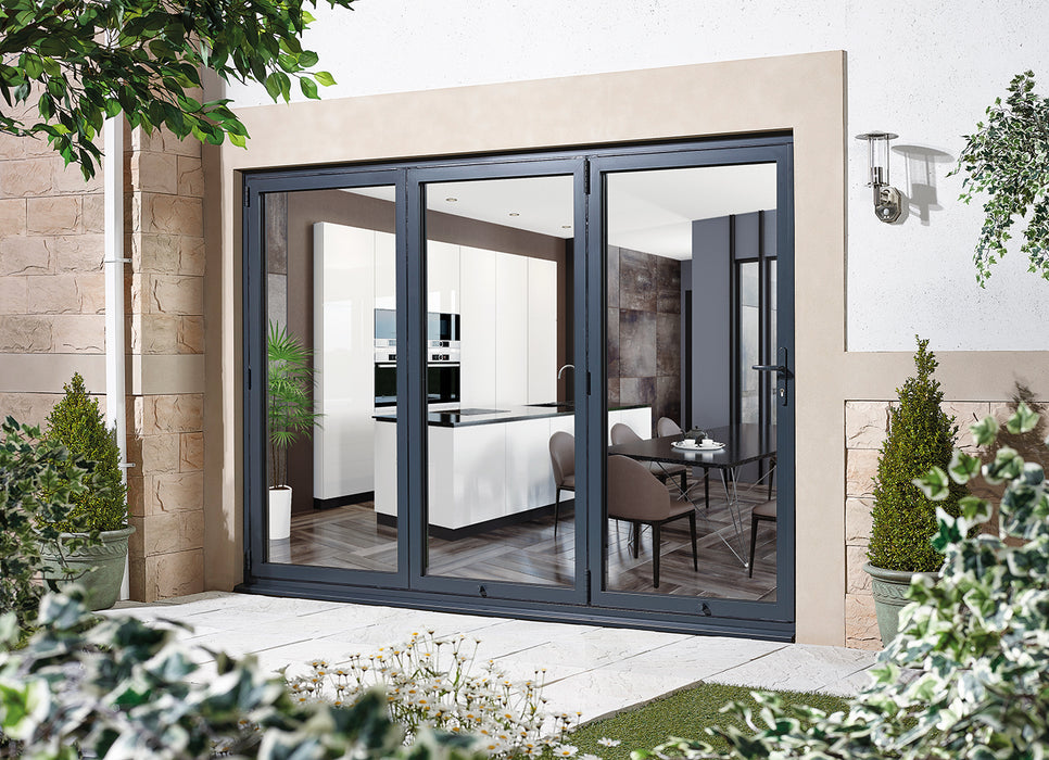 ALUVU External Pre-Finished Grey French Folding Door Set