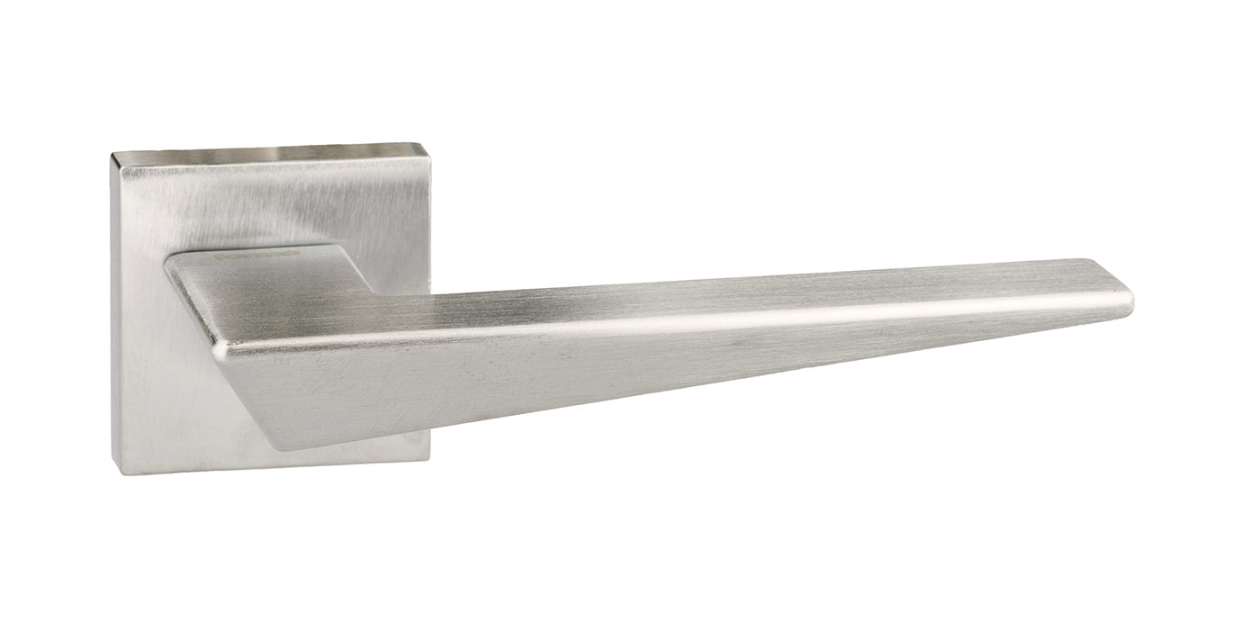 Forme Naxos Designer Lever on Minimal Square Rose - Satin Chrome