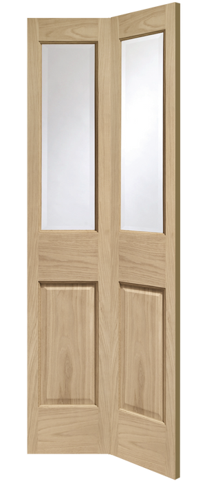 XL Joinery Internal Oak Malton Bi-Fold with Clear Bevelled Glass Door