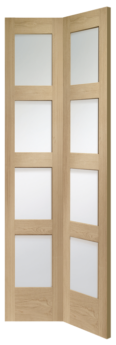 XL Joinery Internal Oak Shaker Bi-Fold with Clear Glass Door