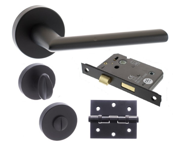 Atlantic Handles Status Georgia Matt Black Bathroom Latch Pack for Internal Doors