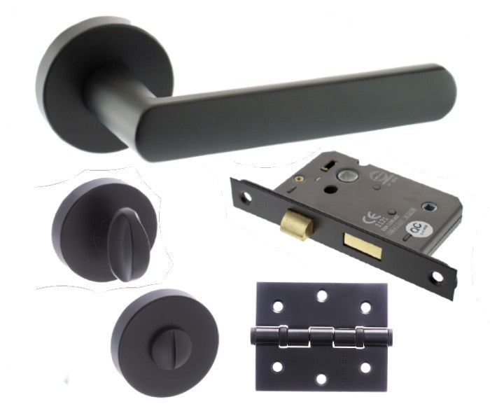 Atlantic Handles Status Michigan Matt Black Bathroom Latch Pack for Internal Doors