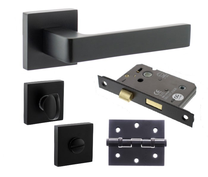 Atlantic Handles Status Montana Matt Black Bathroom Latch Pack for Internal Doors