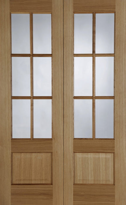 Mendes Internal Pre-Finished Oak Hampstead 6 Light Door Pair