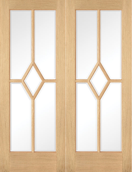 LPD Pre-Finished Oak Reims Door Pair with Clear Glass