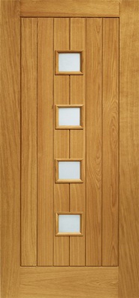 XL Joinery Pre-Finished External Oak Double Obscure Glazed Siena Door Set