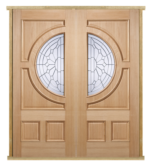 MODA Doors External Empress Oak IG Zinc Double Entrance Door with Door Frame