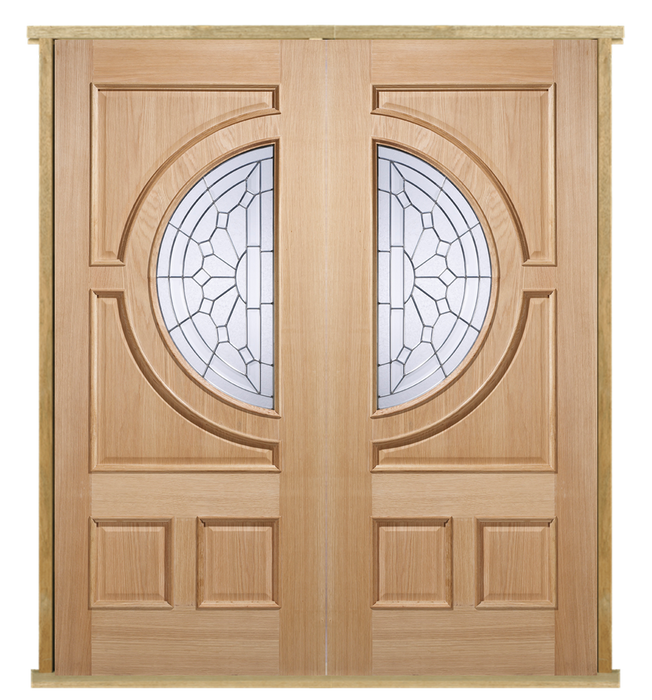 MODA Doors External Empress Oak IG Zinc Double Entrance Door with Door Frame