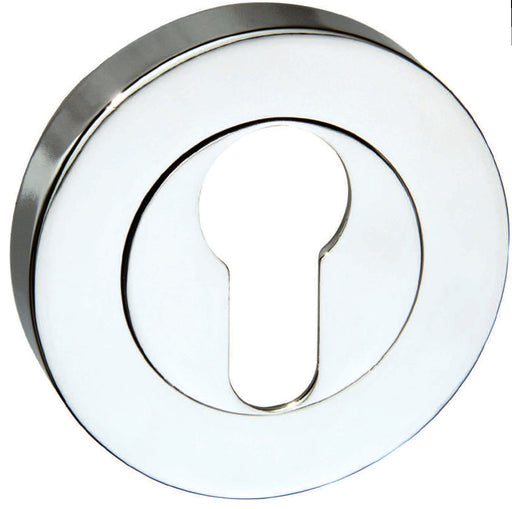 Atlantic Handles Round Rose Euro Escutcheon in a Polished Chrome Finish