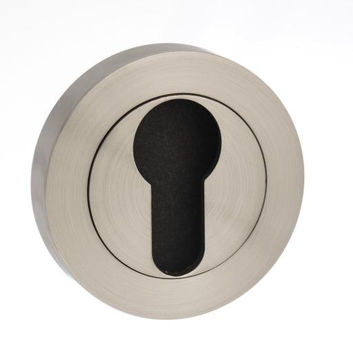 Atlantic Handles Round Rose Euro Eschutcheon in a Satin Nickel Finish