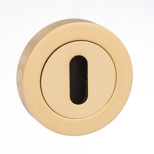 Atlantic Handles Round Rose Key Escutcheon in a Polished Brass Finish