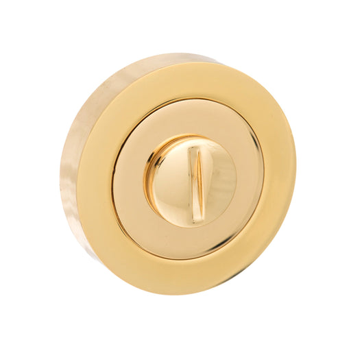 Atlantic Handles Round Rose WC Turn and Release in a Polished Brass Finish