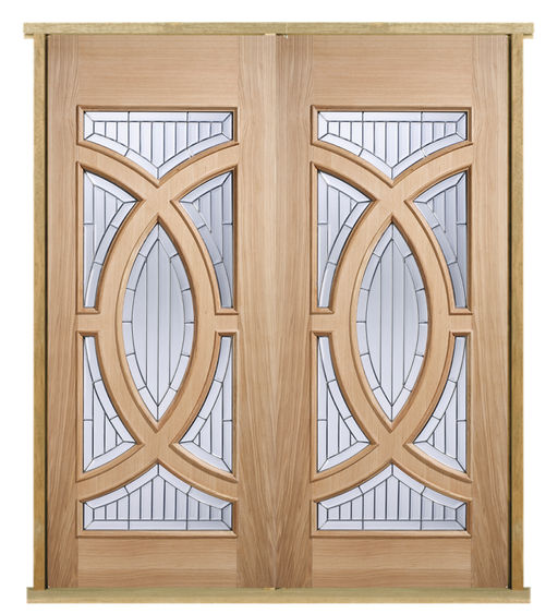 MODA Doors External Majestic Oak IG Zinc Double Entrance Door with Door Frame