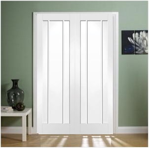 XL Joinery Internal White Primed Worcester Clear Glass Door Pair