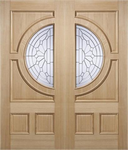 MODA Doors External Empress Oak IG Zinc Double Entrance Door