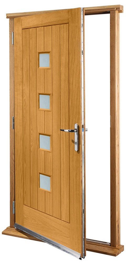 XL Joinery Pre-Finished External Oak Double Obscure Glazed Siena Door Set