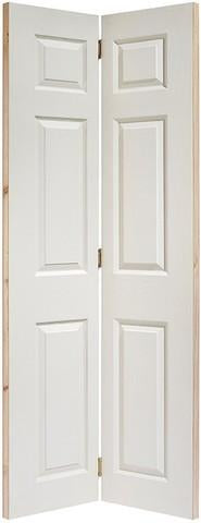 LPD Internal Bi-fold Textured 6 Panel White Square Top Door