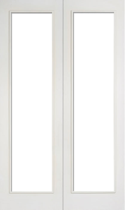 LPD Internal White Primed Pattern 20 with Clear Glazed Door Pair